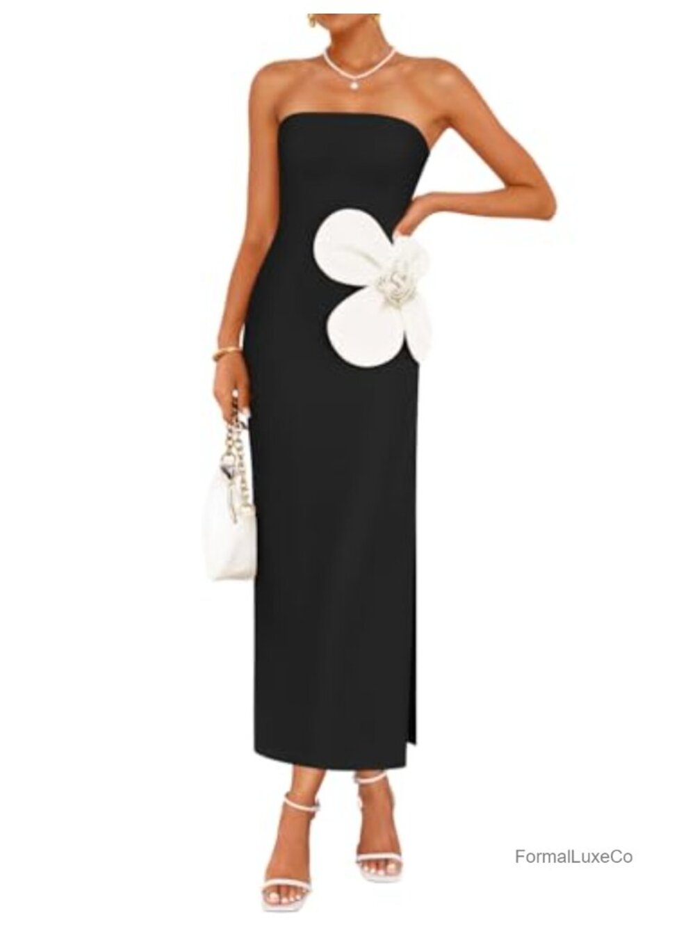 Women's Strapless Bodycon Maxi Dress Sexy Backless Party Club Cocktail